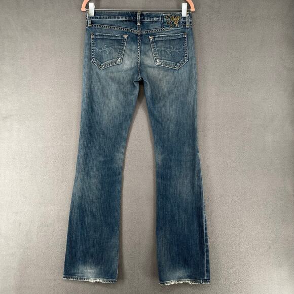 Vintage Y2K 00s Gold Sign Passion Low Rise Bootcut Flare Jean 28 Blue USA Made - Picture 3 of 16